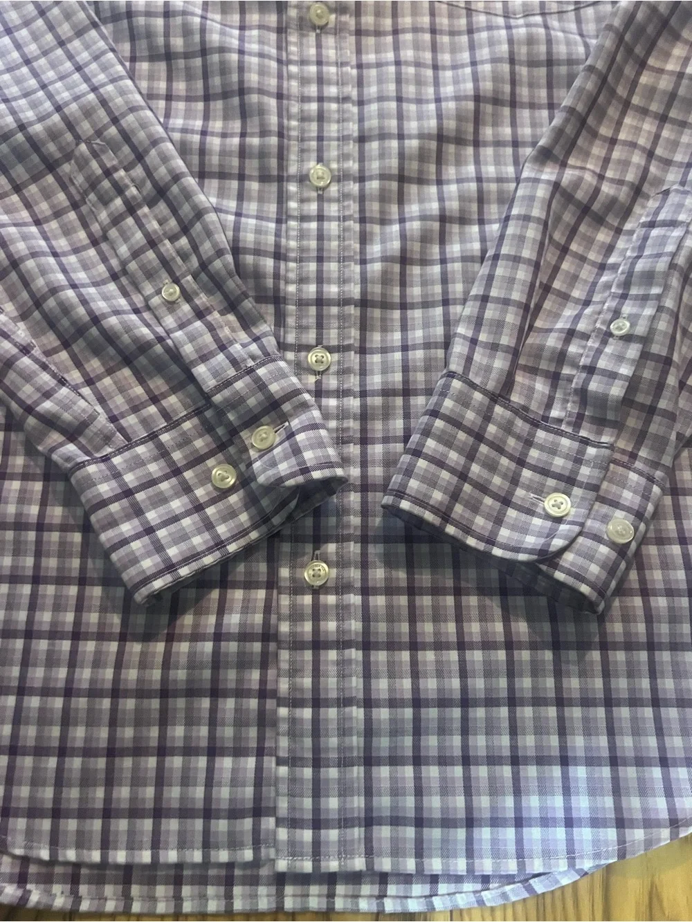 Banana Republic Men's Purple Plaid Button-Down Long Sleeve Dress Shirt - Large